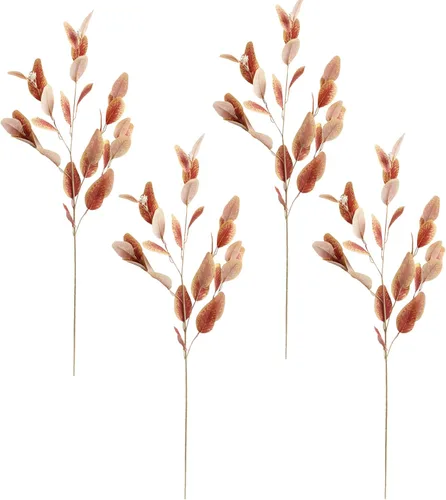 4 tallos de hojas de eucalipto artificiales, ramas de eucalipto sintético de 37 pulgadas, ramas de eucalipto de seda sintética para fiestas, bodas,