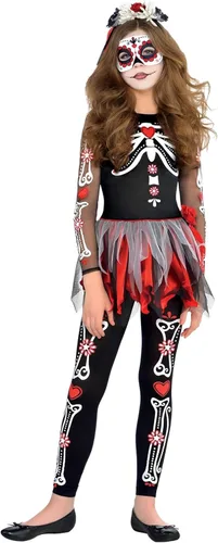 Disfraz "Scared to the Bone". día de los muertos, para niños, Multicolor