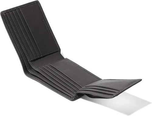 Vista 4 de Leatherology Billetera plegable de cuero para hombre con solapa para Negro Onyx