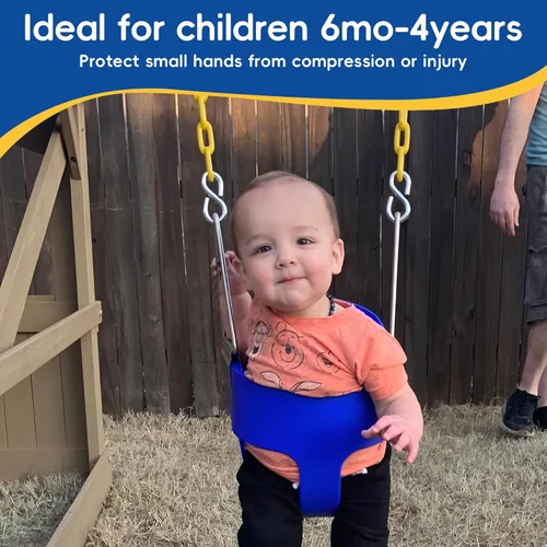 Vista 7 de Take Me Away Juegos de columpios para patio trasero, respaldo alto resistente, asiento de columpio para bebé totalmente ajustable con cadenas