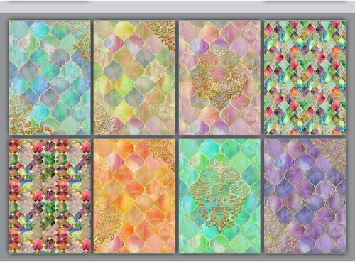 CrafTreat Papel de decoupage marroquí A4 (8.3 x 11.7 pulgadas), 8 hojas de papel geométrico festivo impreso para muebles, álbumes de recortes,