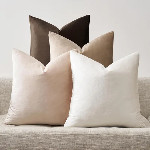 Vista 12 de GIGIZAZA Fundas de almohada decorativas de terciopelo color champán, fundas de almohada para sofá (18 x 18 pulgadas, 4 piezas, champán)