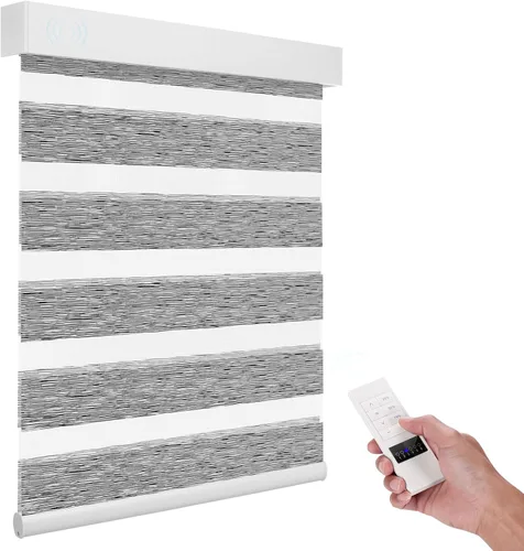 Vista 10 de ACMEART Persianas motorizadas de cebra con control remoto, persianas automáticas de doble capa, persianas eléctricas de filtrado de luz