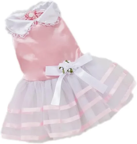 Vista 4 de Vestido para perro, ropa de cumpleaños para cachorros, para perros Yorkie pequeños, Navidad, vestido de princesa floral, talla XS