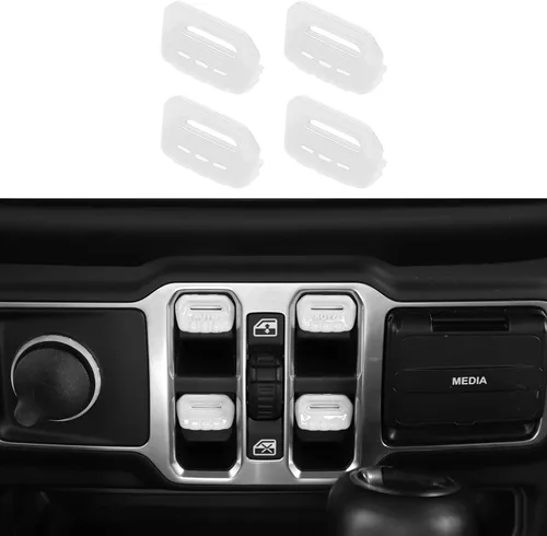 Vista 15 de Jimen Compatible con Jeep Wrangler JL JLU 2018-2023 y Jeep Gladiator JT 2020-2023, 4 piezas de cubiertas de interruptor de botón para ventana