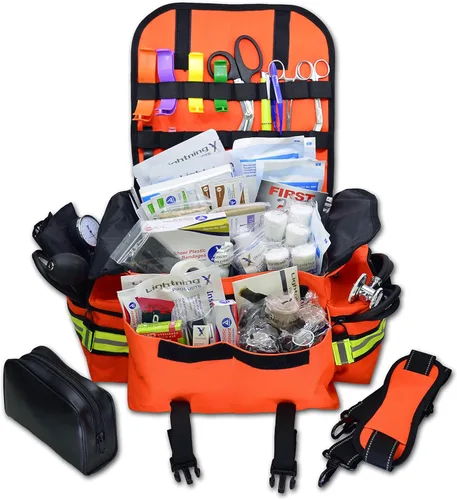Pequeño botiquín Lightning X de primeros auxilios EMS EMT, para traumatismos, Naranja fluorescente de Lightning X Products