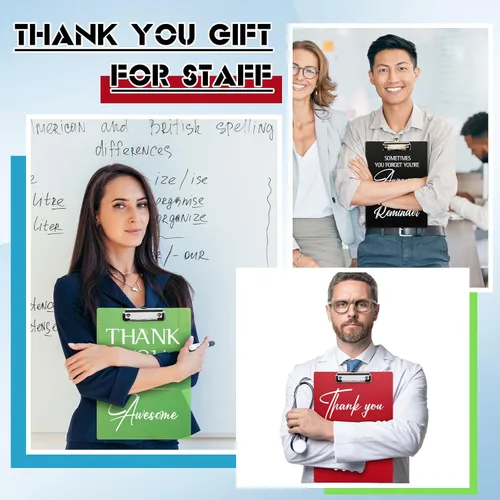 Vista 4 de Yeaqee 24 Pcs Thank You Plastic Clipboards 12.5 x 9 Inch Clipboard with Low Profile Clip A4 Letter Size Clip Boards Inspirational Employee