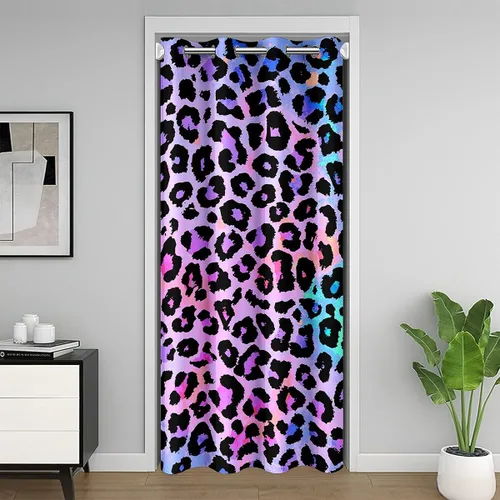 Cortina de puerta con estampado de guepardo para mujer, cortina de puerta con estampado de leopardo de África, cortina negra para niñas y mujeres