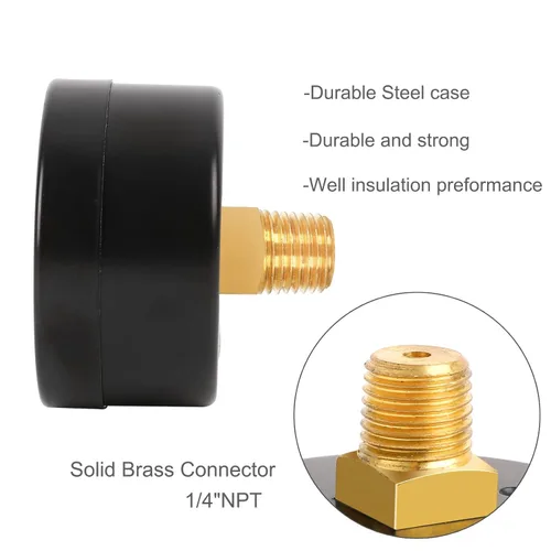 Vista 5 de Manómetro de presión de agua para gas y agua (15 psi) escala única con conexión trasera NPT de 1/4