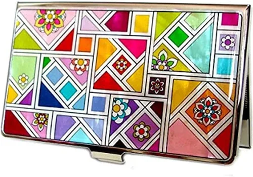 Vista 28 de Tarjetero negro de nácar para tarjetas de visita con bolsillo con bloqueo RFID, tarjeta de identificación de crédito, tarjetero de metal de acero