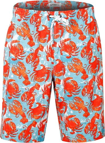 Vista 10 de APTRO Traje de baño para hombre, traje de baño de secado rápido de 9 pulgadas, trajes de baño de playa grandes y altos Bandera K38 rojo