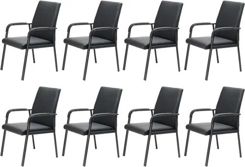Vista 9 de Silla de recepción de invitados de oficina, capacidad de 600 libras, sillas de sala de conferencias de cuero con reposabrazos acolchados, sin