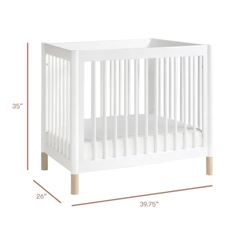 Vista 3 de Babyletto Gelato Mini cuna convertible 4 en 1 en color blanco y natural lavado, con certificado Greenguard Gold