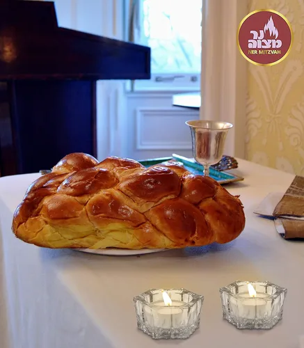 Vista 6 de Ner Mitzvah Portavelas con velas de té – Paquete de 2 portavelas de cristal – Se adapta a todas las velas de té de tamaño estándar