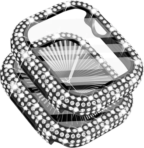 Vista 28 de Surace - Carcasa compatible con Apple Watch de 1.65 pulgadas con protector de pantalla de cristal templado, diseño brillante con 300 diamantes