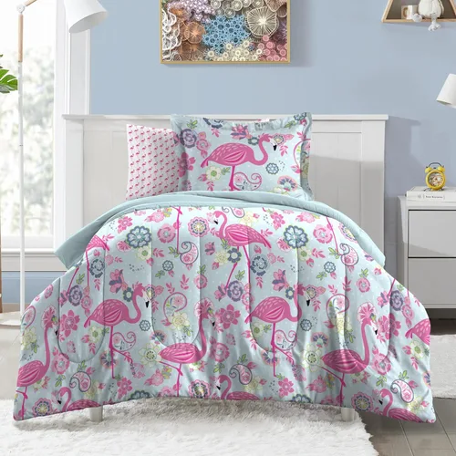 Vista 11 de dream FACTORY - Juego completo de ropa de cama infantil de 5 piezas, de microfibra muy suave, fácil de lavar, tamaño individual, globos de corazón