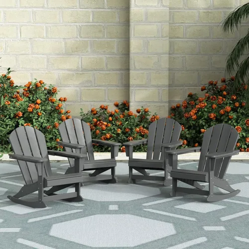 Vista 10 de WestinTrends Malibu Silla mecedora de polietileno Adirondack para exteriores/patio, azul marino