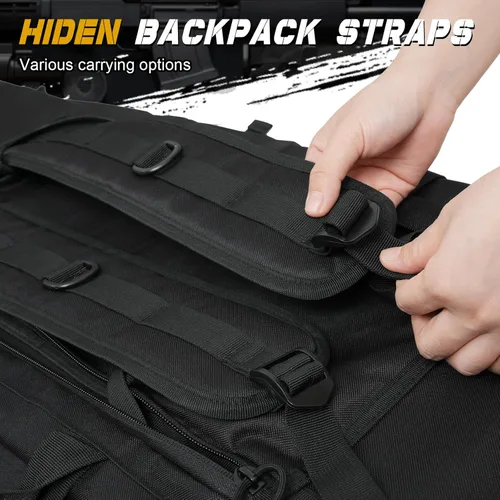 Vista 5 de Single Rifle Case Bag, Tactical Padded Soft Gun Case w/MOLLE System, Wide Interior Fits Scoped Rifles, Adjustable Sling, Dual Zipper for Hunting &