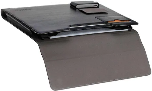 Vista 3 de Black Leather Folio Case - Compatible with CHUWI AeroBook Notebook Ultrabook 13.3 Inch