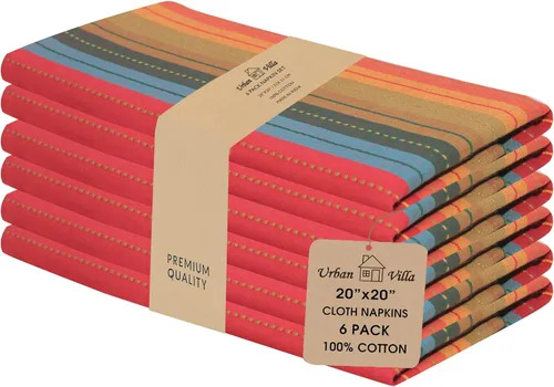 Vista 87 de Urban Villa Juego de 6 servilletas de tela blancas (18 x 18 pulgadas) 100% algodón absorbente, lavable, duradero, reutilizable, ideal
