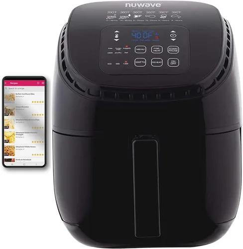 Vista 8 de Nuwave Brio Healthy Freidora de aire digital saludable de 6 cuartos con controles digitales de un solo toque, 6 funciones de menú preestablecidas e