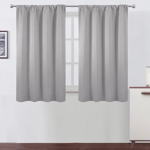 Vista 117 de LEMOMO Cortinas opacas grises, 52 x 84 pulgadas, juego de 2 paneles de cortinas opacas con aislamiento térmico para oscurecer la habitación