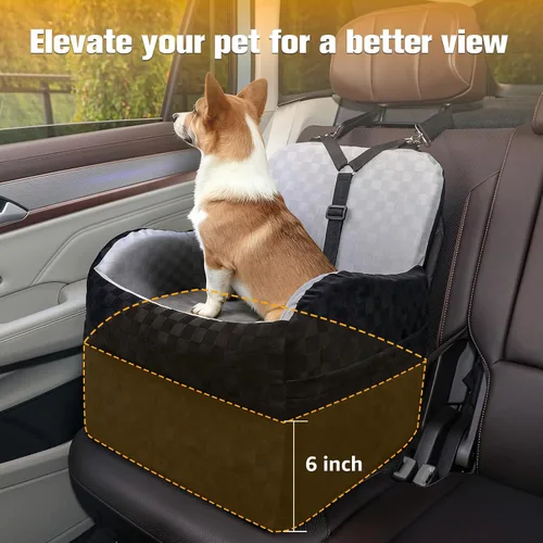 Vista 4 de Asiento de coche impermeable para perros pequeños y medianos Gris