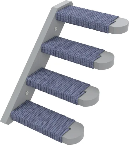Vista 8 de Skywin Cat Steps - Escaleras de madera de goma maciza para gatos, ideales para arañar y escalar, fácil de instalar, estantes montados en la pared
