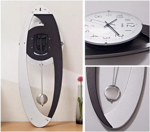 Vista 5 de Reloj de pared silencioso y sin tictac, reloj de sala de estar, estilo europeo moderno, reloj de pared, arte de péndulo, simple y moderno
