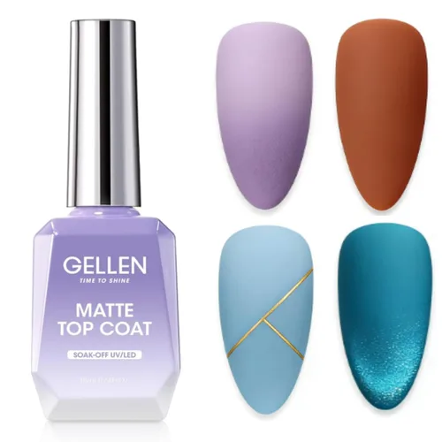 Vista 14 de Gellen Gel para Capa Superior y Capa Base, 4 piezas de 18 ml, Capa Superior de Gel Mate, Brillante y con Purpurina, sin Necesitar Limpieza, Capa