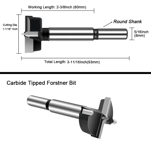 Vista 2 de ASNOMY Broca Forstner de 1-1/16 pulgadas, broca Forstner con punta de carburo para madera dura, juego de sierra de agujero de perforación de madera