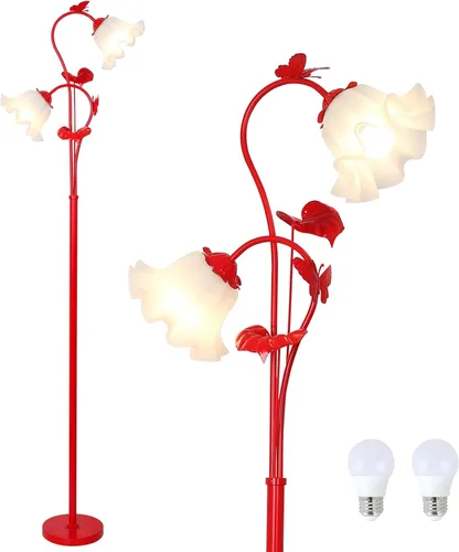 Vista 10 de HMVPL Lámpara de pie de flores para sala de estar, lámpara de pie de flores con control remoto, bonita lámpara alta floral con bombilla RGB