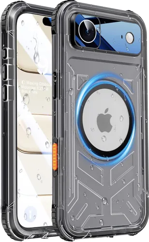 Vista 24 de Funda impermeable para iPhone 15 con Magsafe, protector de pantalla, cordón, IP68 militar de cuerpo completo a prueba de golpes, para deportes