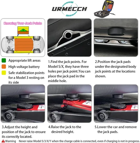 Vista 5 de Almohadilla de elevación para Tesla modelo 3/Y/S/X, 4 unidades de almohadillas de goma adaptador de almohadilla de goma para chasis, adaptador