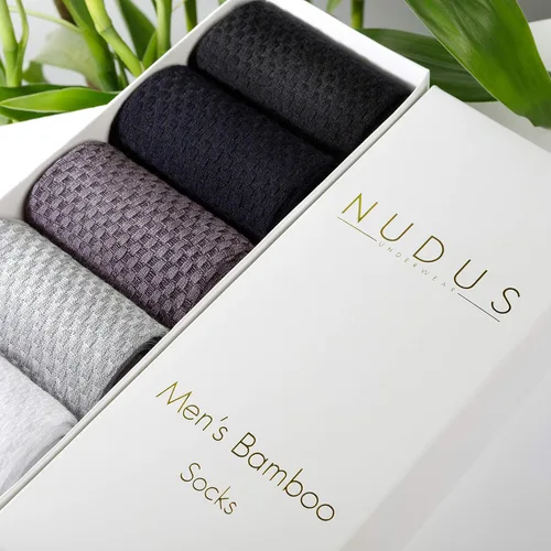 Vista 2 de NUDUS UNDERWEAR Calcetines tobilleros de rayón de bambú para hombre, 5 pares, caja de regalo, calidad premium