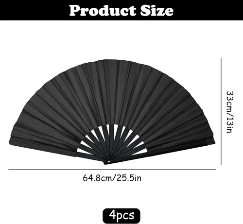 Vista 6 de 4 abanicos de mano con varillas de bambú plegables para baile de línea, estilo chino, rave, plegable, estilo retro, manualidades, encantador