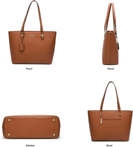 Vista 2 de Juego de 4 piezas bolsa grande con asa superior, bolsa de hombro, bolsa de mano y cartera de estilo moderno para mujer