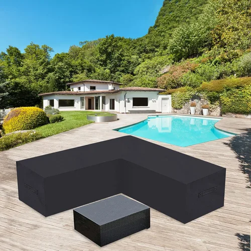 Vista 8 de Funda de sofá modular para patio, impermeable, resistente al viento, 85 x 85 pulgadas, en forma de V, para sofá de jardín, sofá seccional L