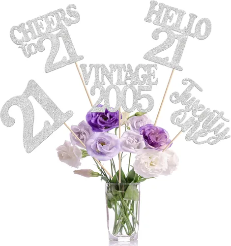 Vista 20 de 15 piezas de centro de mesa de feliz cumpleaños número 10 palos de diez dígitos dobles vintage 2015 centros de mesa de flores palos saludos a 10