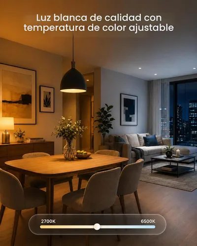 Vista 6 de TJOY Paquete de 4 bombillas inteligentes, Bluetooth WiFi LED funciona