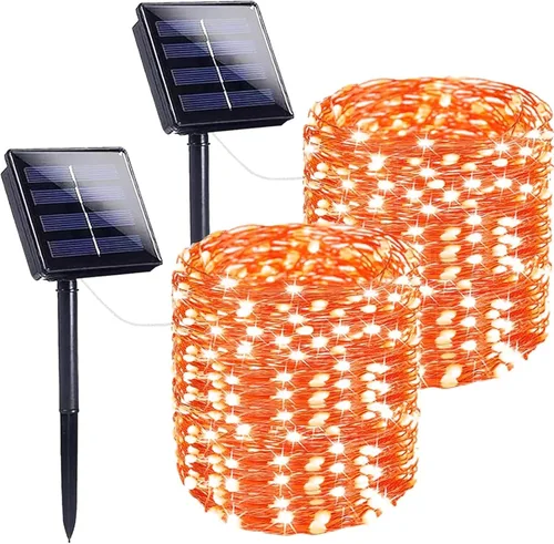 Vista 19 de Sanjicha Luces solares, Navidad, extralargas, paquete de 2, 72 pies, tira de 200 luces LED, cable de cobre impermeable, 8 modos, para árbol, jardín