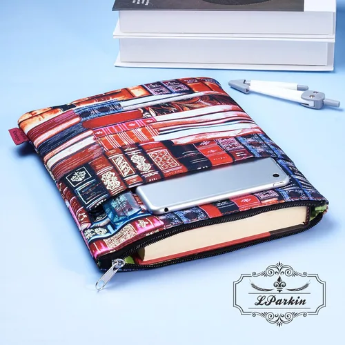 Vista 2 de LParkin Funda clásica para libros, protector de libros con cremallera para libros de bolsillo, tamaño mediano de 11 x 8.5 pulgadas, regalo