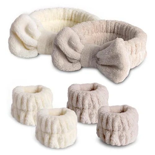 Vista 13 de WSYUB Diadema y pulseras de spa para maquillaje y lavado facial, 1 juego, rojo sandía