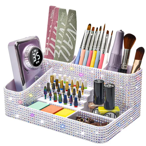 CGBE Organizador para brocas de taladro de uñas, organizador de 28 agujeros para brocas de uñas, organizador profesional de herramientas para uñas,