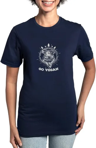 Vista 5 de CafePress Go Vegan Vegetarian Vegani - Camiseta clásica para mujer, camiseta oscura relajada