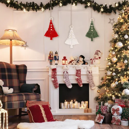 Vista 6 de FLORAVITA Kit de macramé para principiantes con tutoriales de video paso a paso para árbol de Navidad, kit de inicio de manualidades para adultos