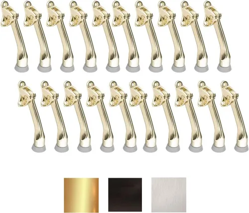 Vista 4 de Litepak - Tope de puerta abatible, soporte de alta calidad, 4 pulgadas (latón pulido (chapado), paquete de 2