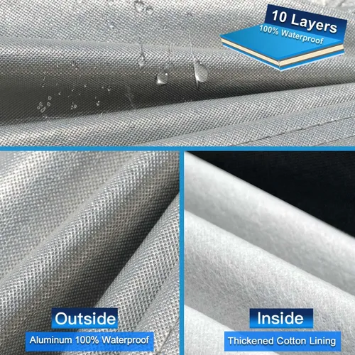 Vista 2 de Funda impermeable para automóvil SUV de 10 capas para todo tipo de clima, para SUV grandes, 100% impermeable, para exteriores, protección contra