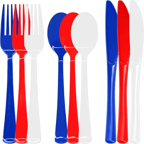 Vista 10 de 150 piezas de cubiertos de plástico rosa intenso y utensilios de plástico rosa intenso resistentes - 50 tenedores, 50 cuchillos, 50 cucharas