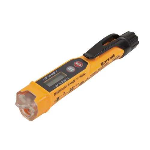 Klein Tools NCVT-4IR - Probador de voltaje sin contacto, bolígrafo de CA de 12-1000 V con termómetro IR de -22 a 482 grados Fahrenheit, alarma LED y